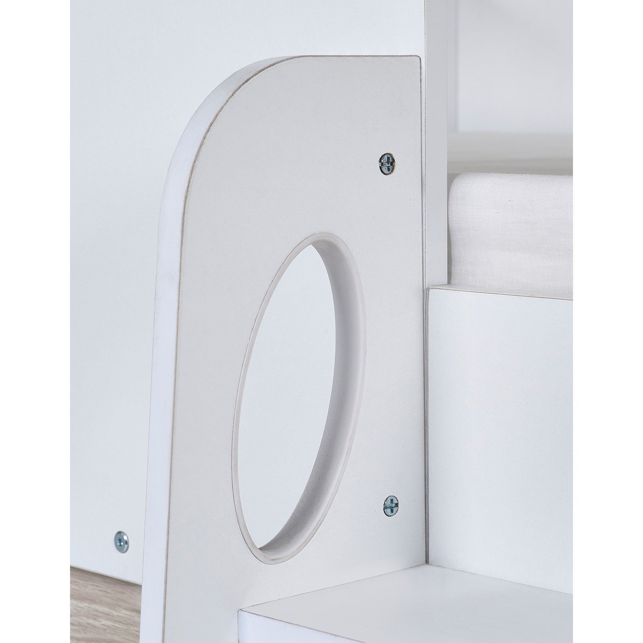 House Style Midsleeper Bed with Storage in Wood and White